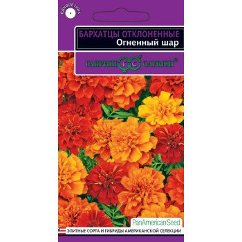 Чорнобривці Вогняна куля /5 насінин/ *Гавриш*