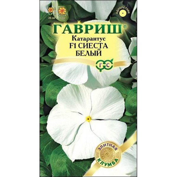 Катарантус Сиеста F1 белый /7 семян/ *Гавриш*