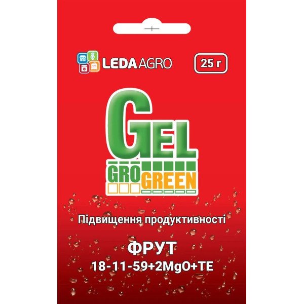 Добриво-гель Фрут NPK 18-11-59+2MgO+TE /25 г/ *Gro Green*