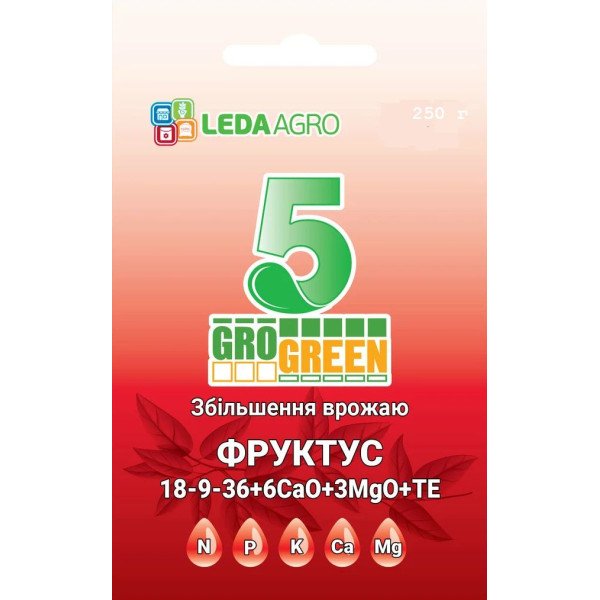 Добриво-гель Фруктус 5 NPK 18-9-36+6Ca+3MgO+TE /250 г/ *Gro Green*