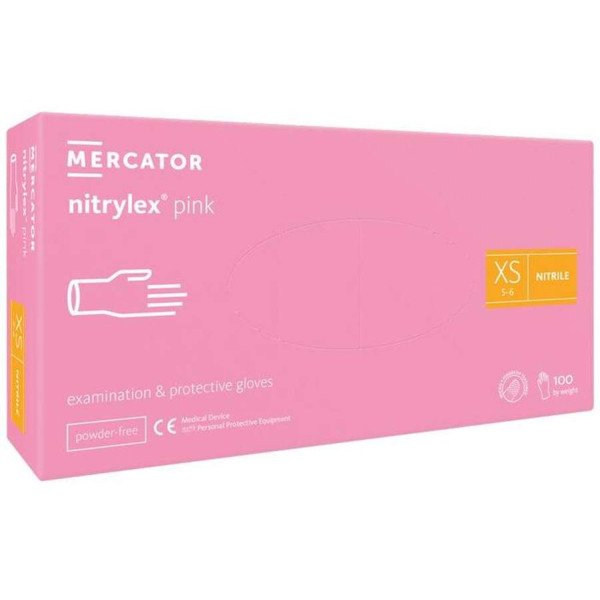 Рукавички Нітрілекс пінк 100 штук (50 пар) /розмір XS/ *Mercator Medical*