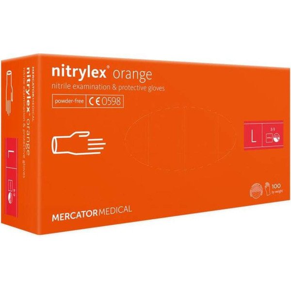 Рукавички Нітрілекс оранж 100 штук (50 пар) /розмір L/ *Mercator Medical*
