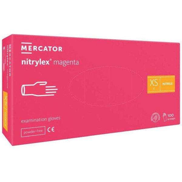 Рукавички Нітрілекс маджента 100 штук (50 пар) /розмір XS/ *Mercator Medical*