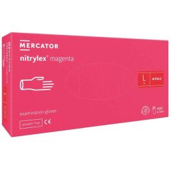 Перчатки Нитрилекс маджента 100 штук (50 пар) /размер L/ *Mercator Medical*