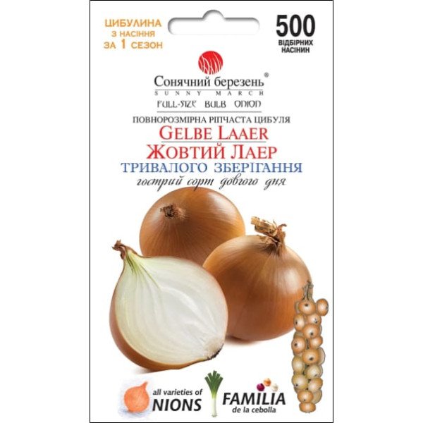 Семена лука Желтый Лаер /500 семян/ *Солнечный Март*