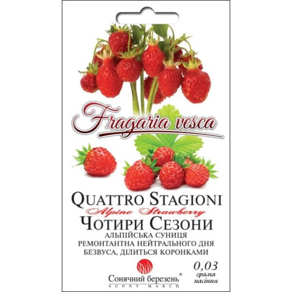 Семена земляники Четыре сезона /0,03 г/ *Солнечный Март*