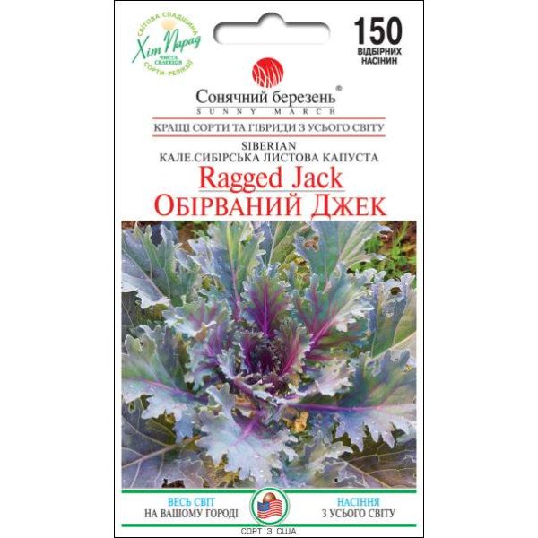 Насіння капусти листова обірваний Джек /150 насінин/ *Сонячний Березень*