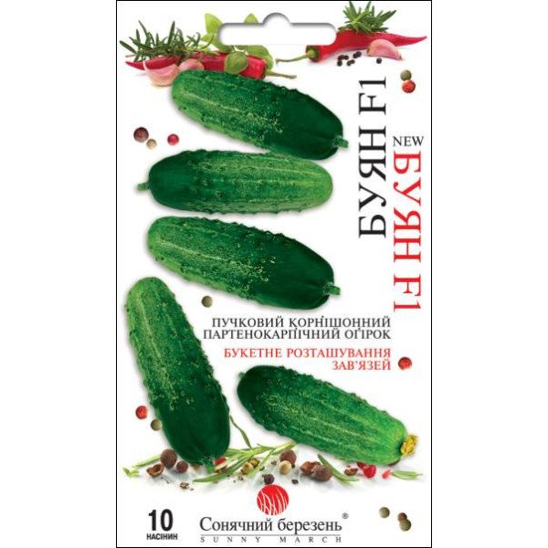 Насіння огірка Буян F1 /10 насінин/ *Сонячний Березень*