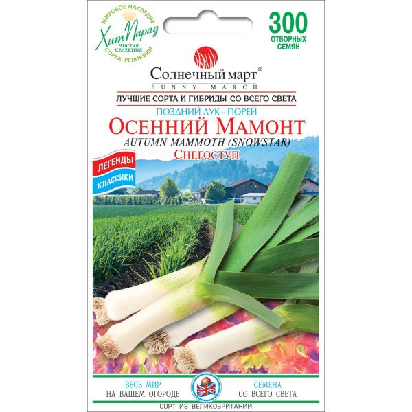 Насіння цибулі-порею Осінній мамонт /300 насінин/ *Сонячний Березень*